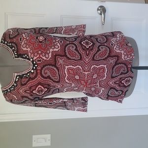 Lined Tunic with crystal embellishments and sheer sleeves